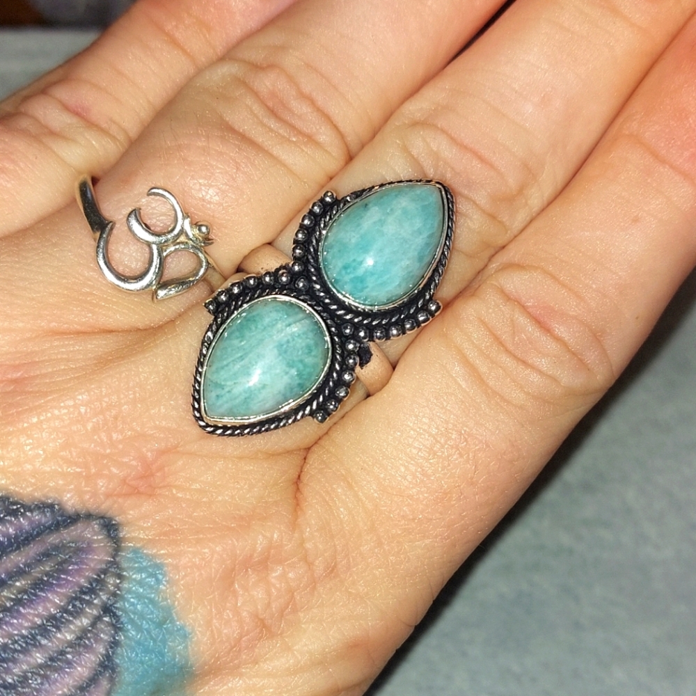 Double Amazonite Stone Statement Ring